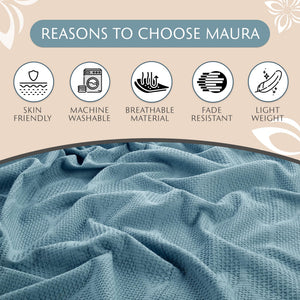 Lightweight Cotton Blanket, Full/Queen – Turquoise – view 7