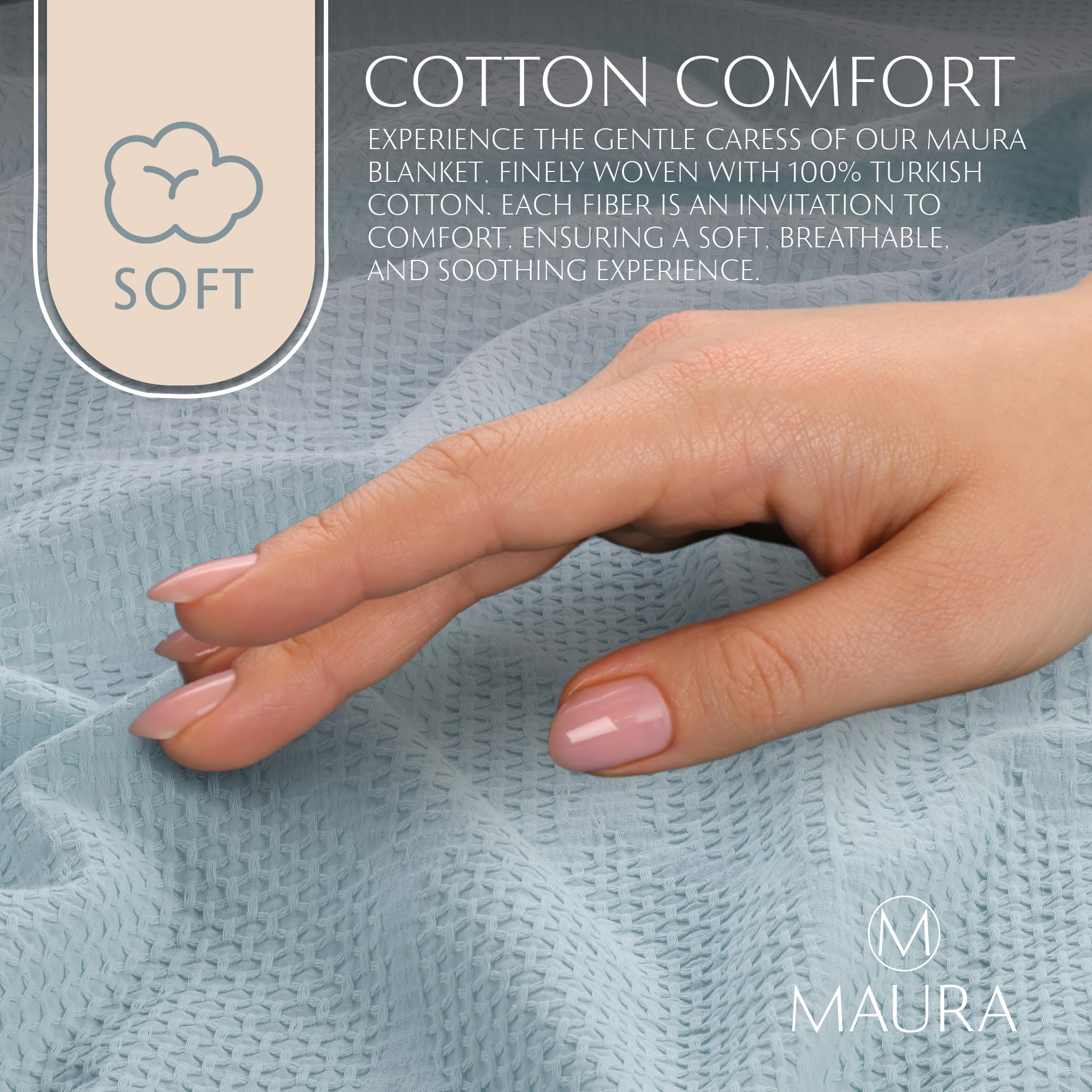 Lightweight Cotton Blanket, Full/Queen – Seafoam – view 5