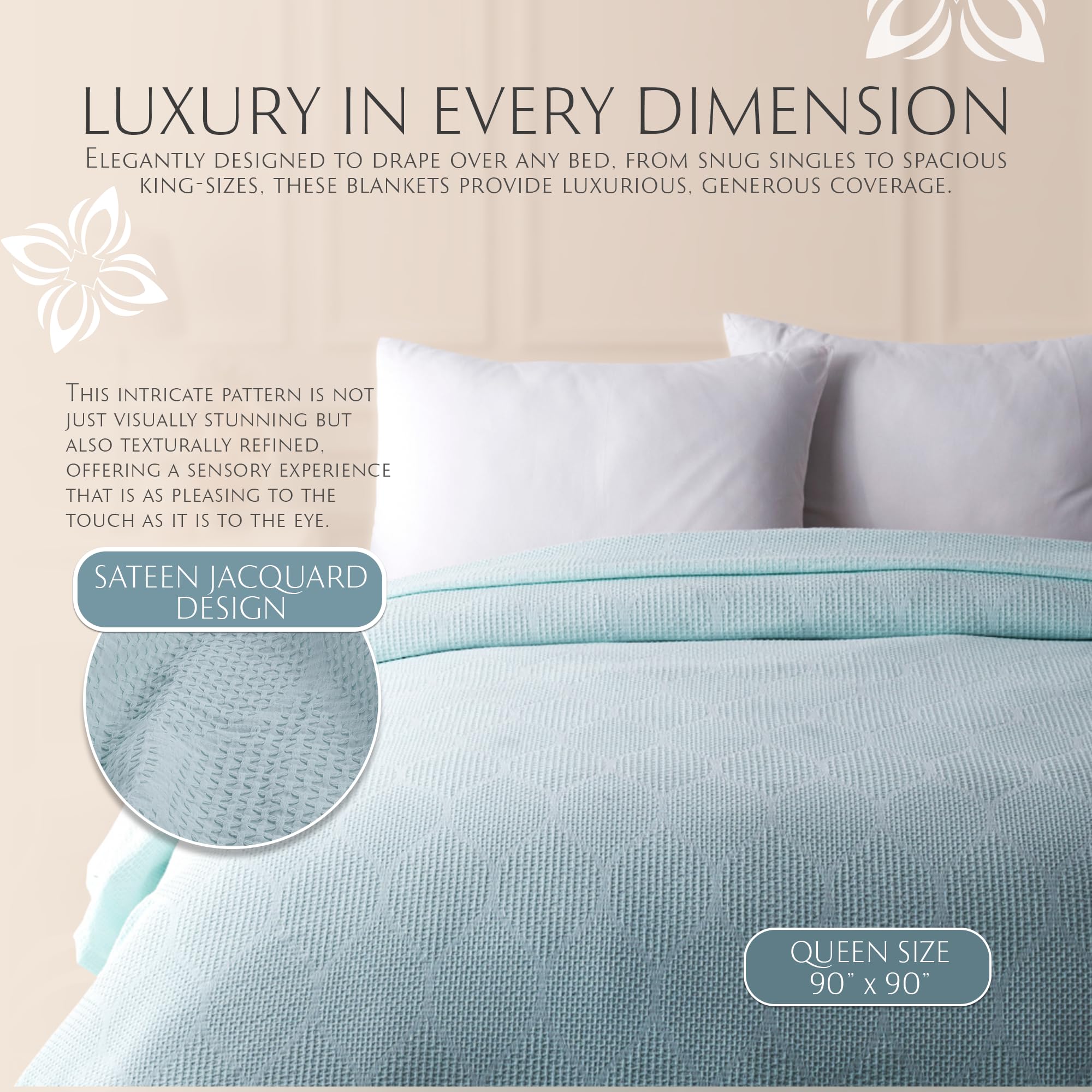 Lightweight Cotton Blanket, Full/Queen – Seafoam – view 6
