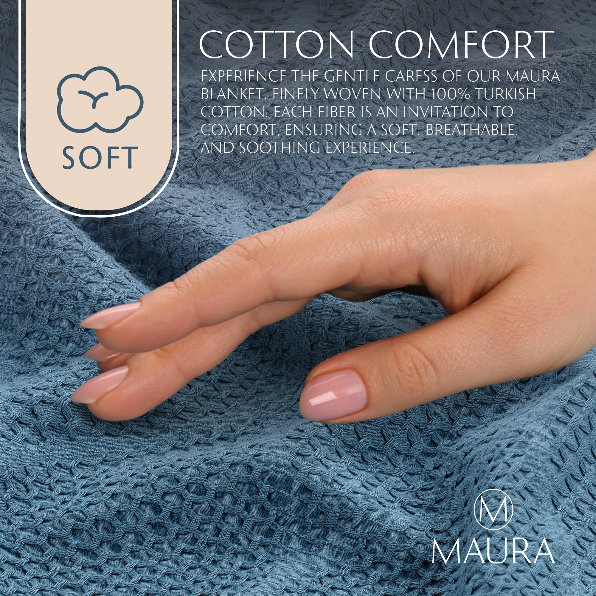 Lightweight Cotton Blanket, Full/Queen – Teal – view 5