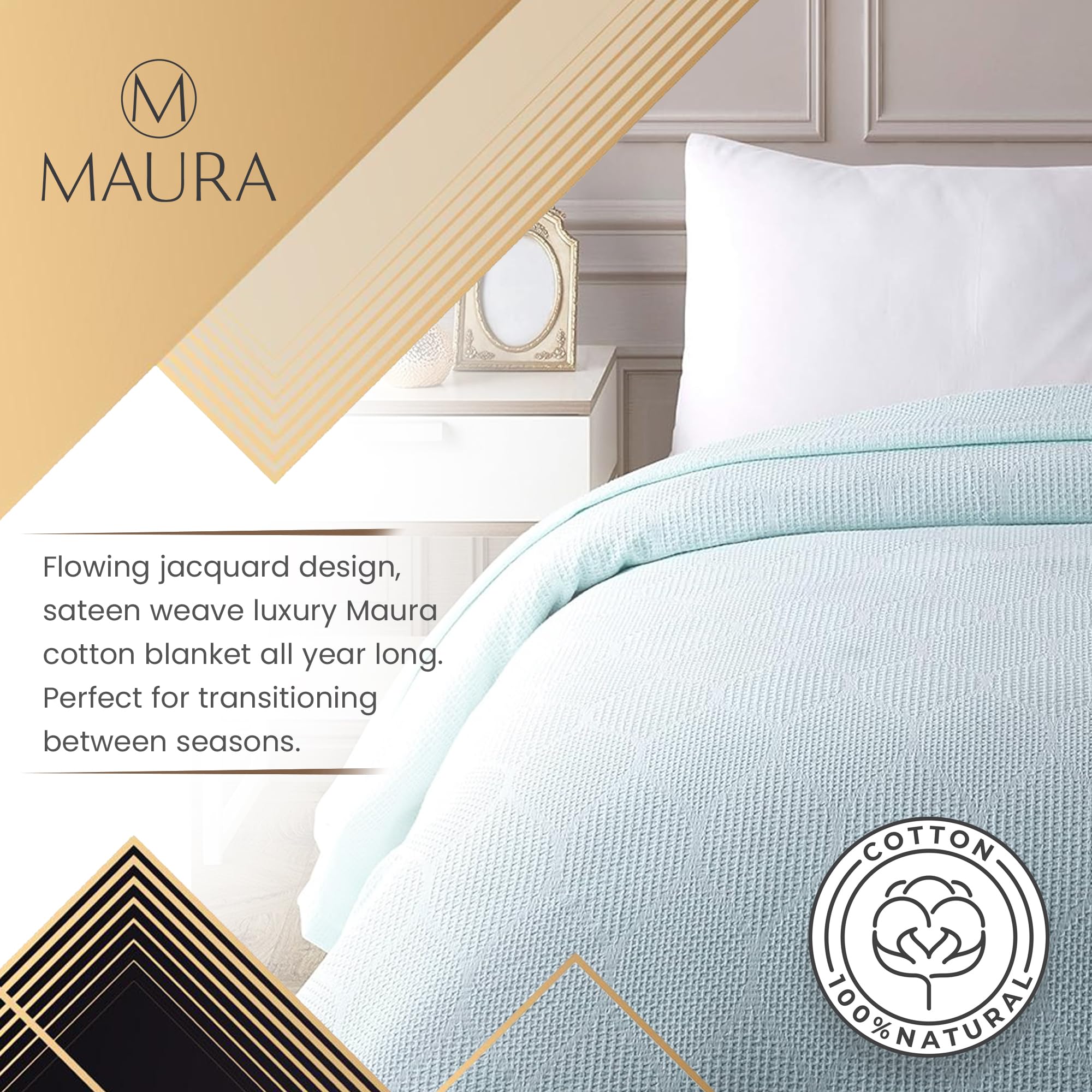Lightweight Cotton Blanket, King – Seafoam – view 5