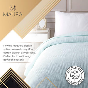 Lightweight Cotton Blanket, King – Seafoam – view 5