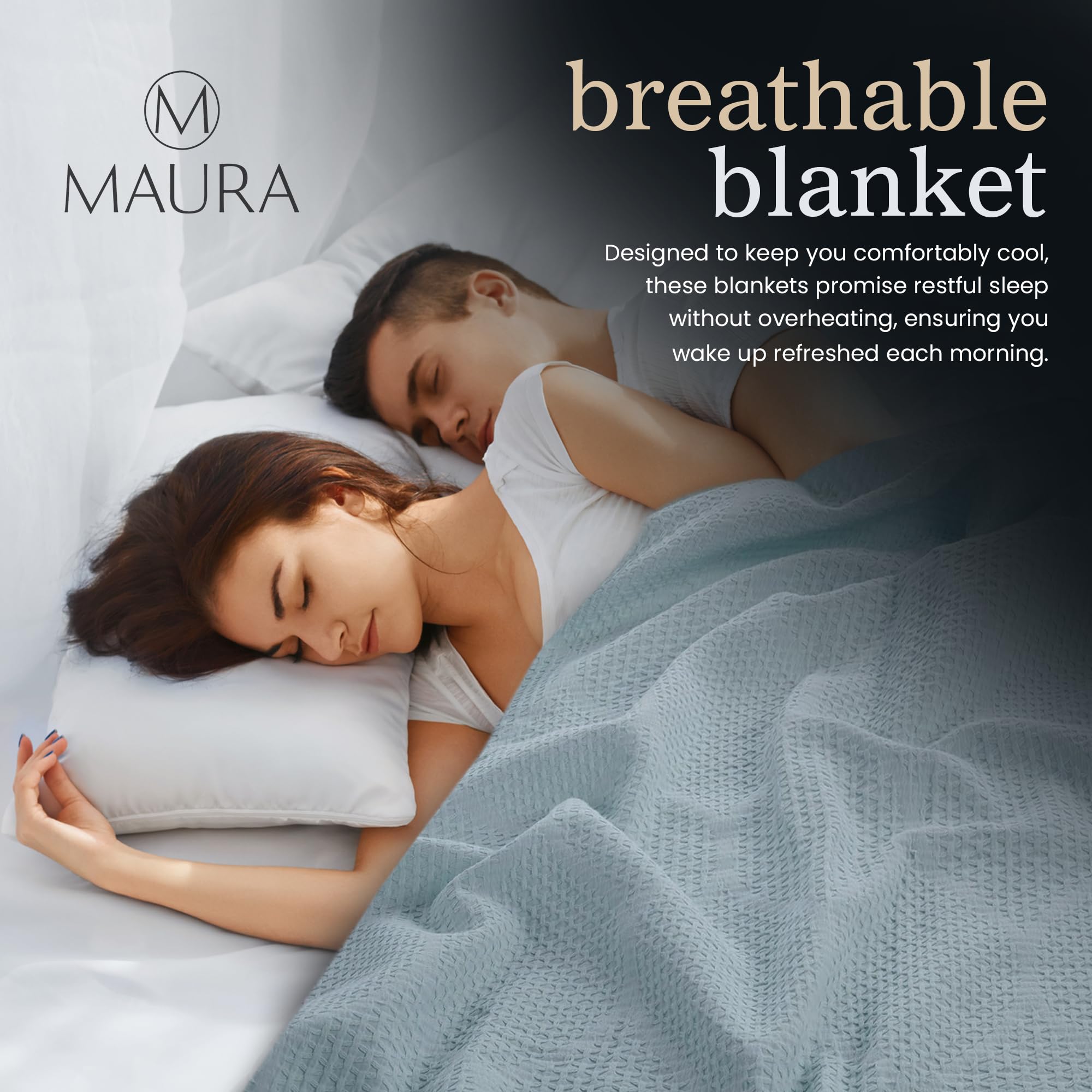 Lightweight Cotton Blanket, King – Seafoam – view 3