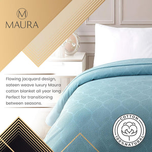 Lightweight Cotton Blanket, King – Turquoise – view 5