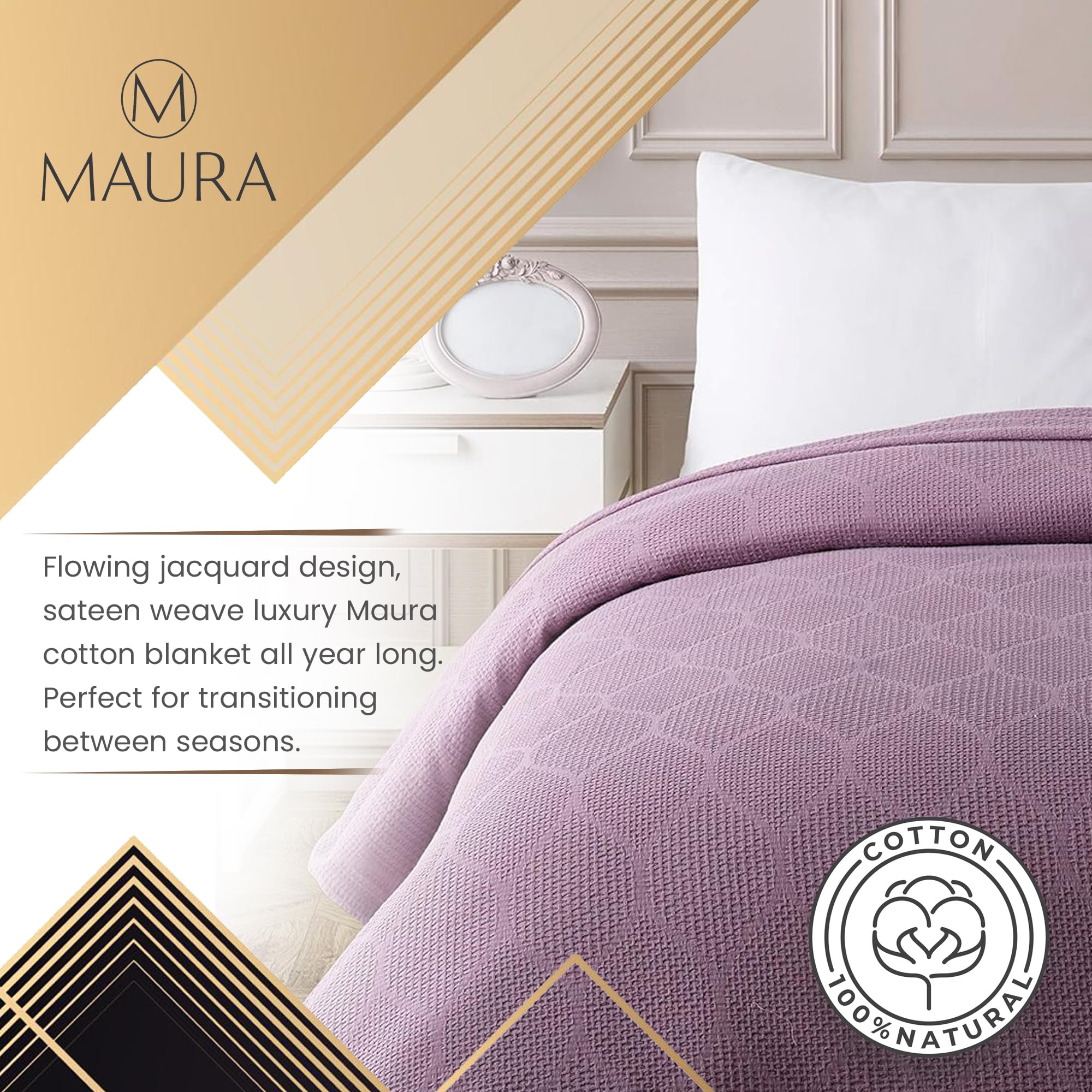 Lightweight Cotton Blanket, King – Plum – view 2