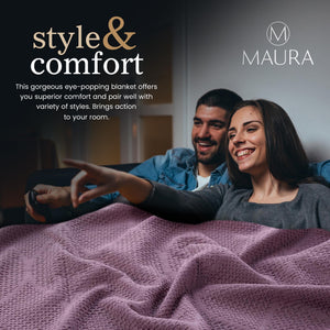 Lightweight Cotton Blanket, King – Plum – view 5