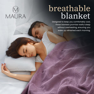 Lightweight Cotton Blanket, King – Plum – view 3