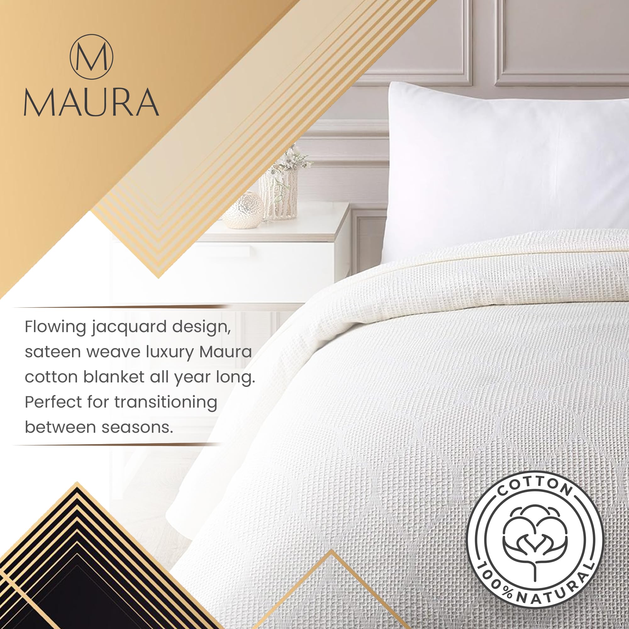 Lightweight Cotton Blanket, King – Ivory – view 5