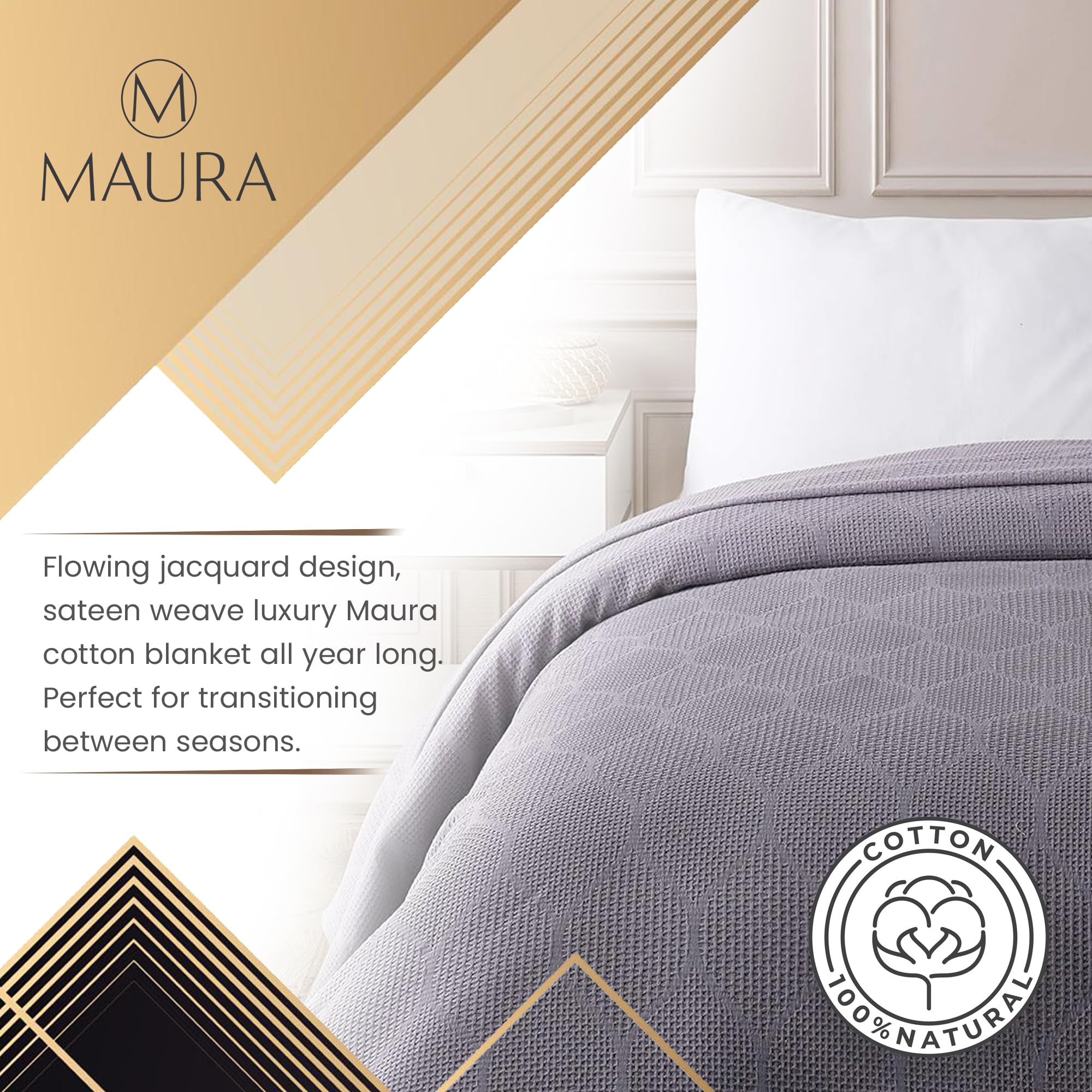 Lightweight Cotton Blanket, King – Gray – view 5
