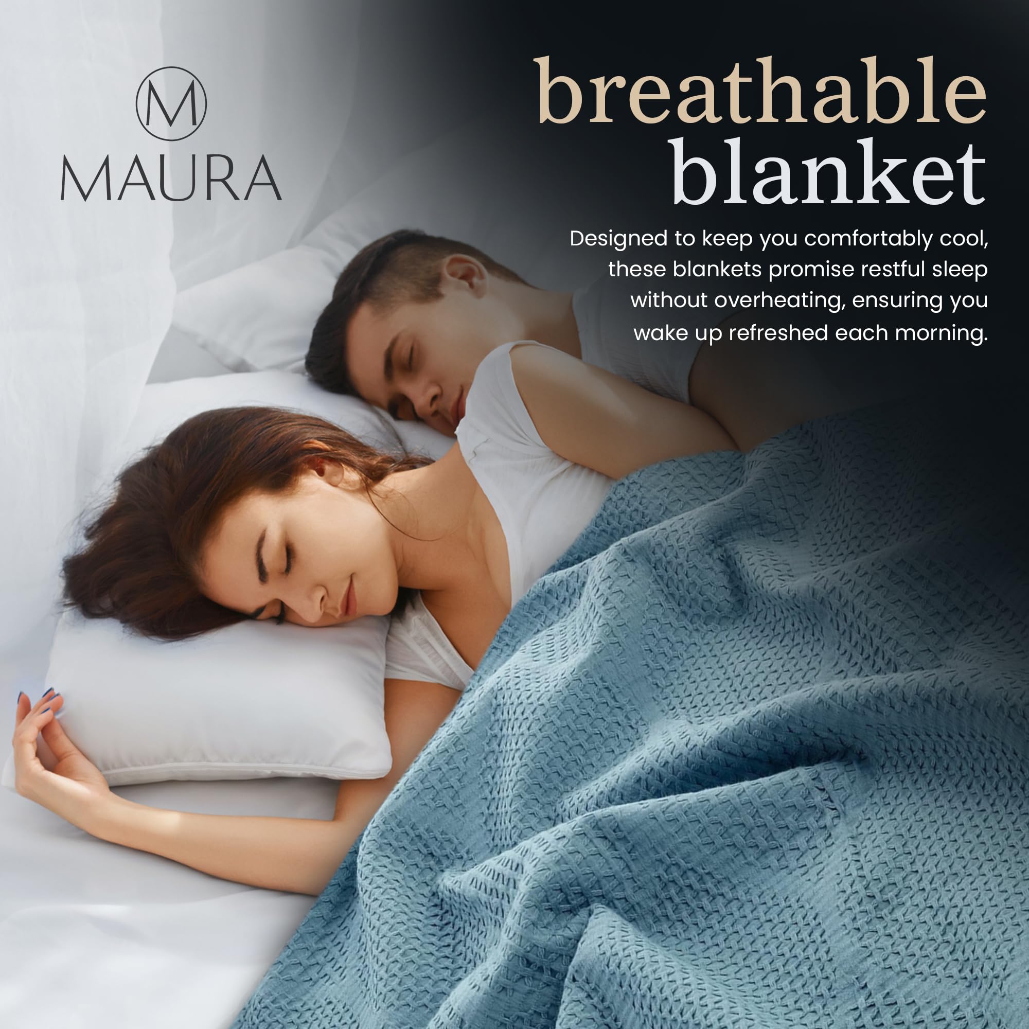 Lightweight Cotton Blanket, King – Turquoise – view 3