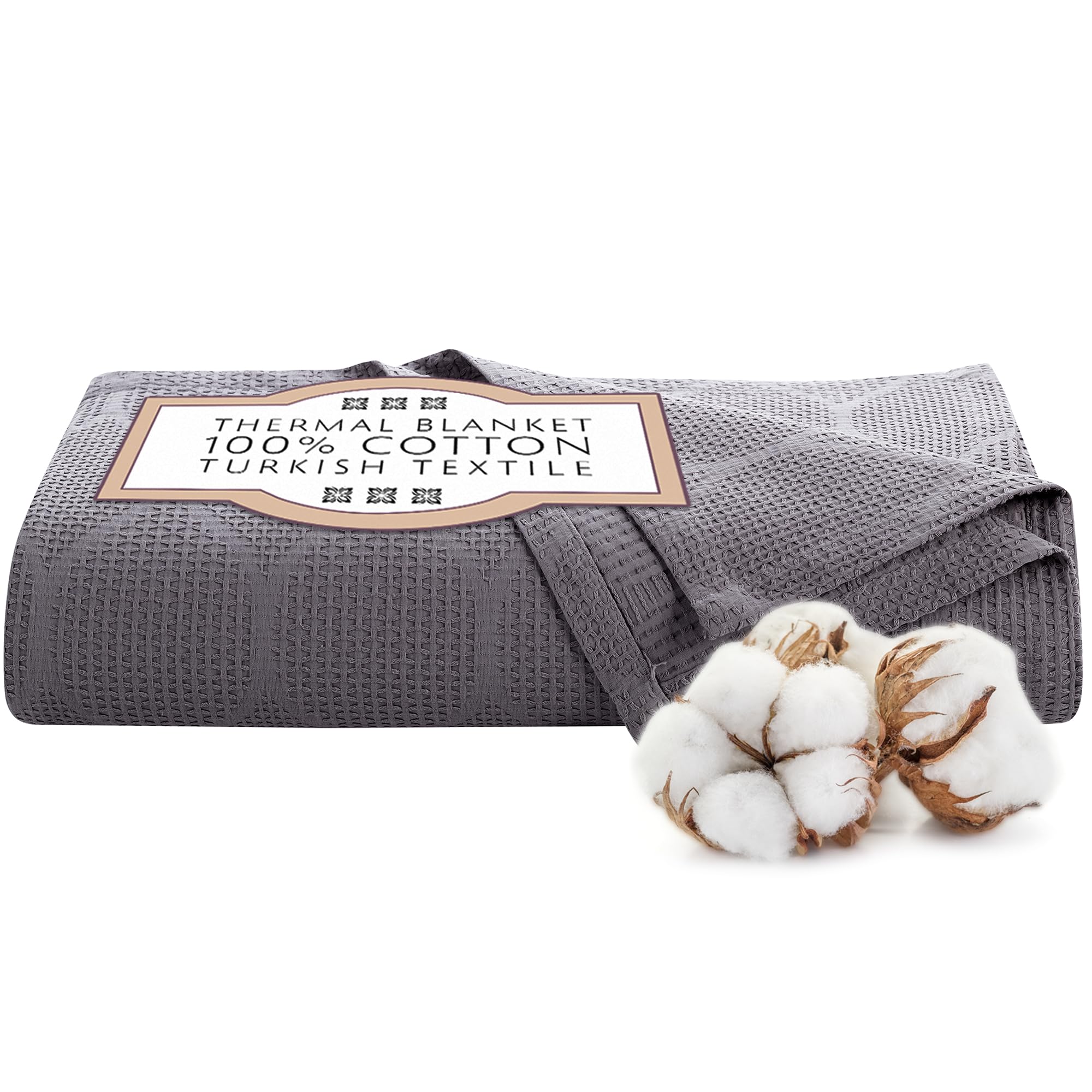 Lightweight Cotton Blanket, Twin – Gray – view 2