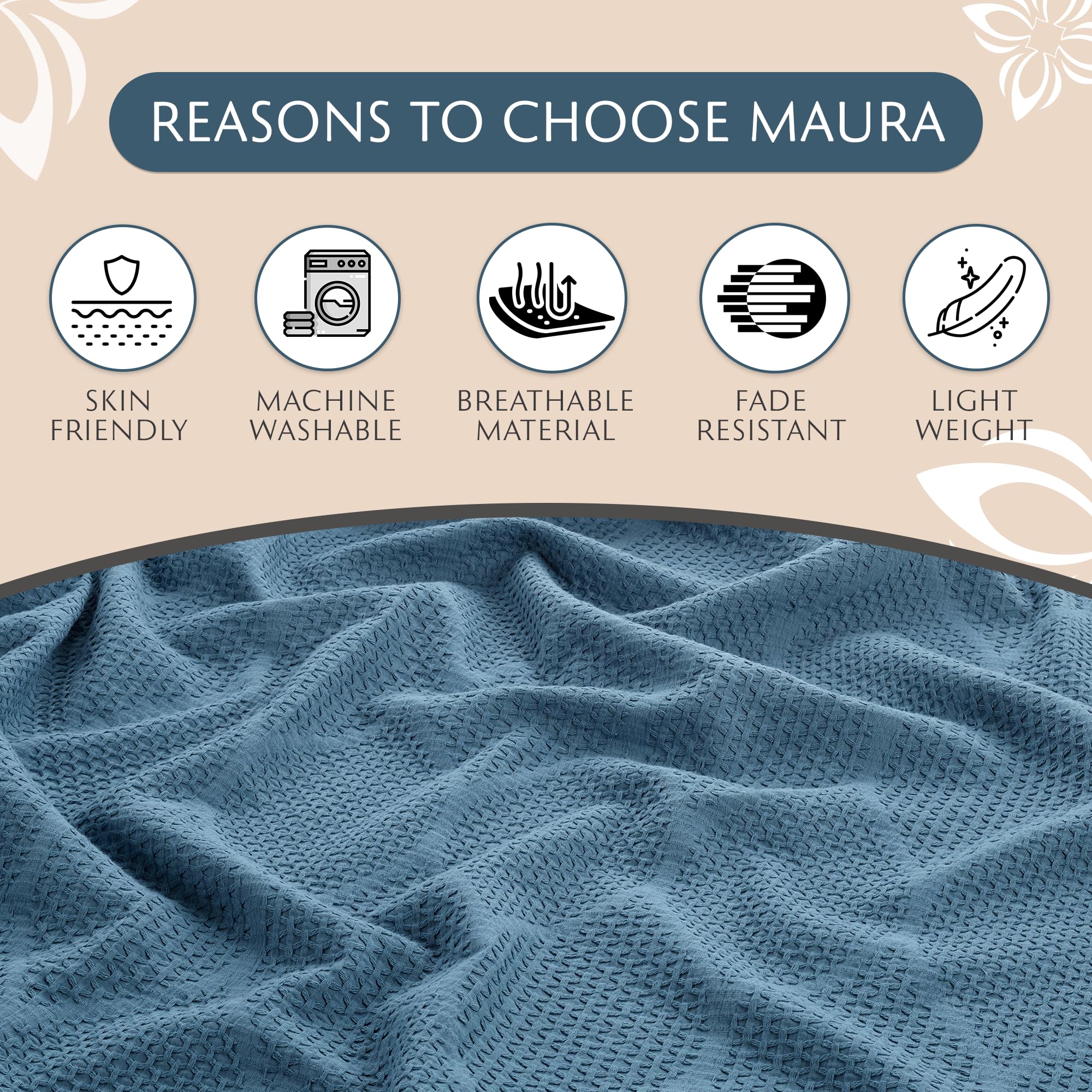 Lightweight Cotton Blanket, Twin – Teal – view 7