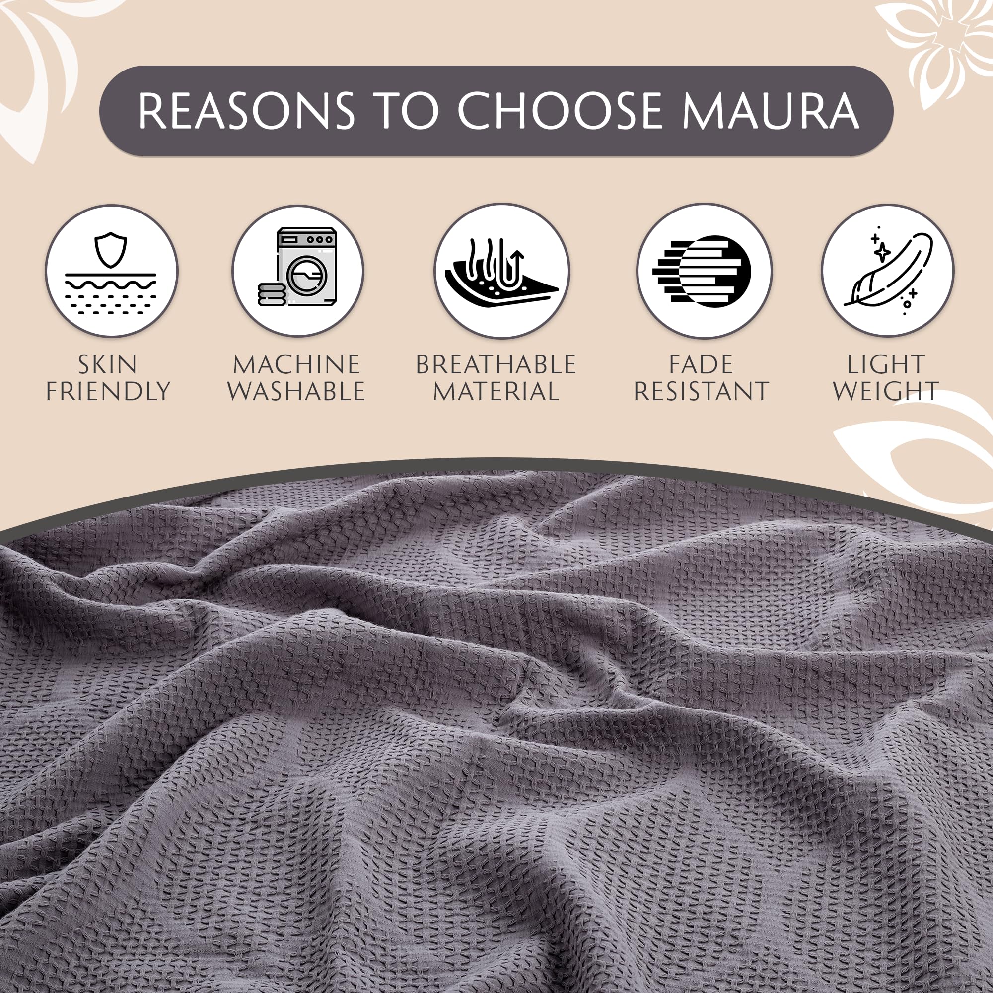 Lightweight Cotton Blanket, Twin – Gray – view 7