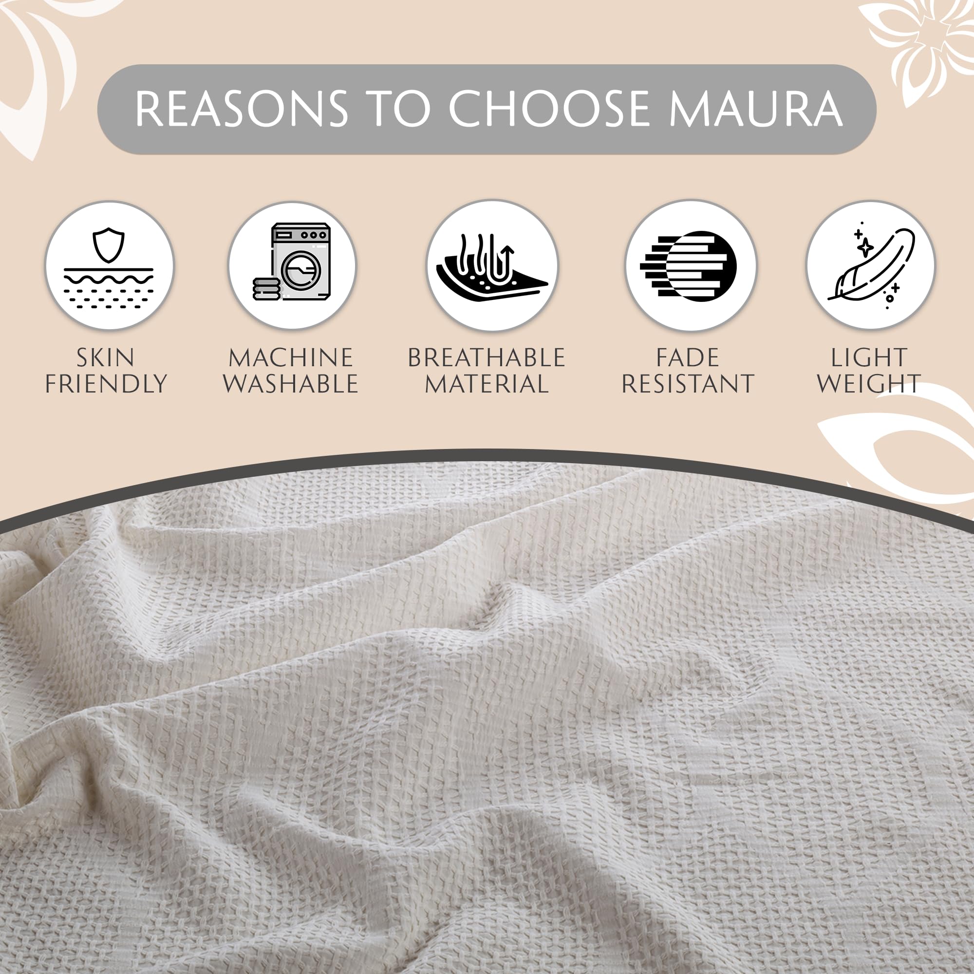 Lightweight Cotton Blanket, Twin – Ivory – view 7