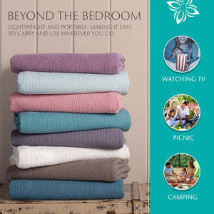 Lightweight Cotton Blanket, Twin – Turquoise – view 4