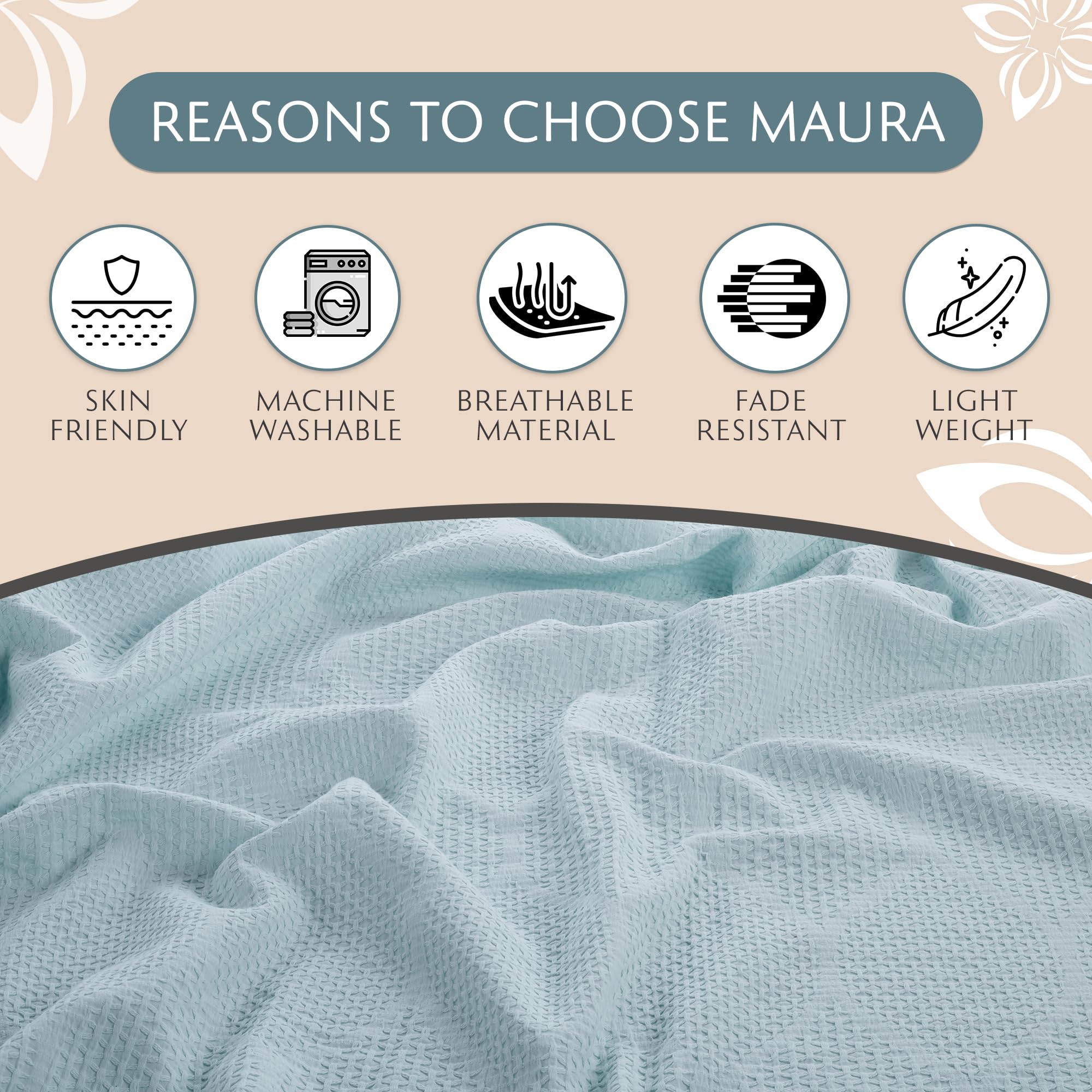 Lightweight Cotton Blanket, Twin – Seafoam – view 6