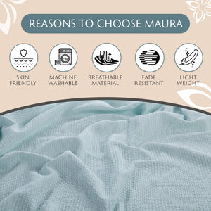 Lightweight Cotton Blanket, Twin – Seafoam – view 6