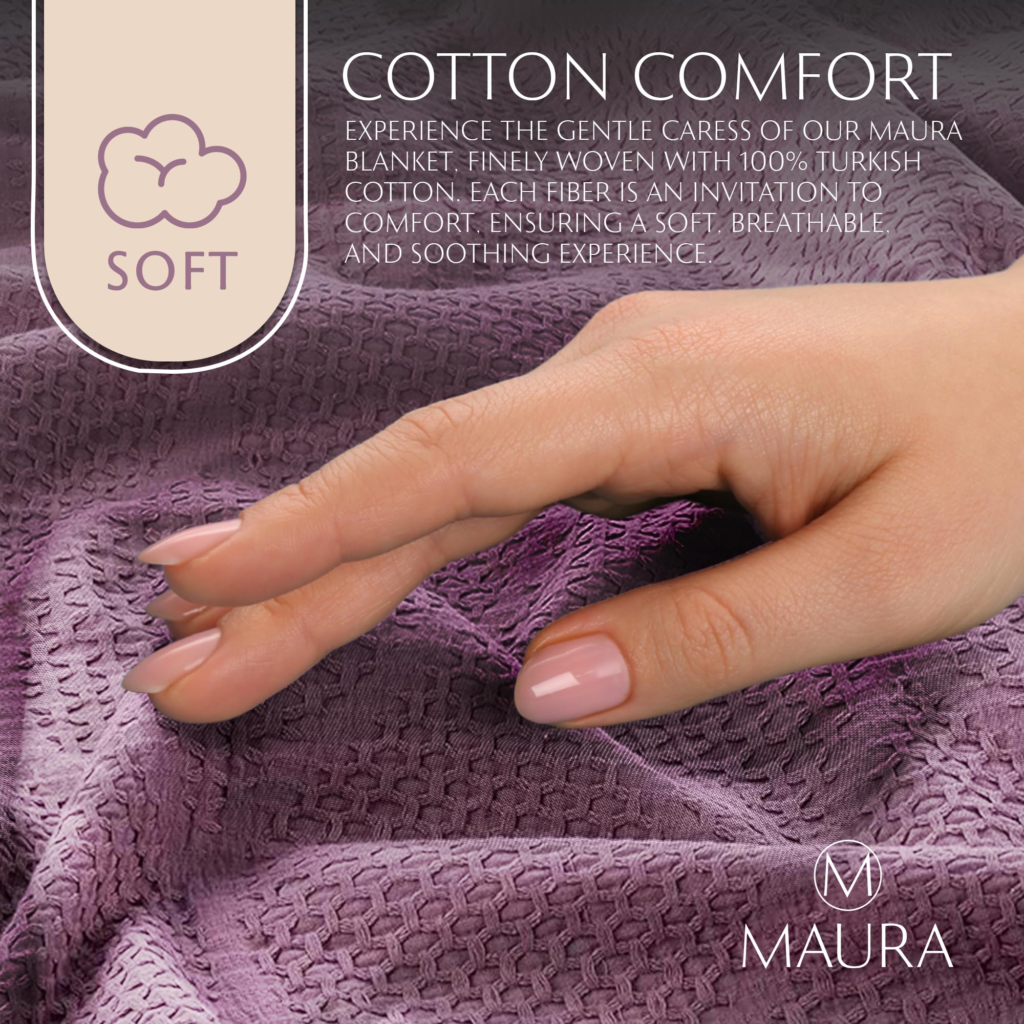Lightweight Cotton Blanket, Twin – Plum – view 5