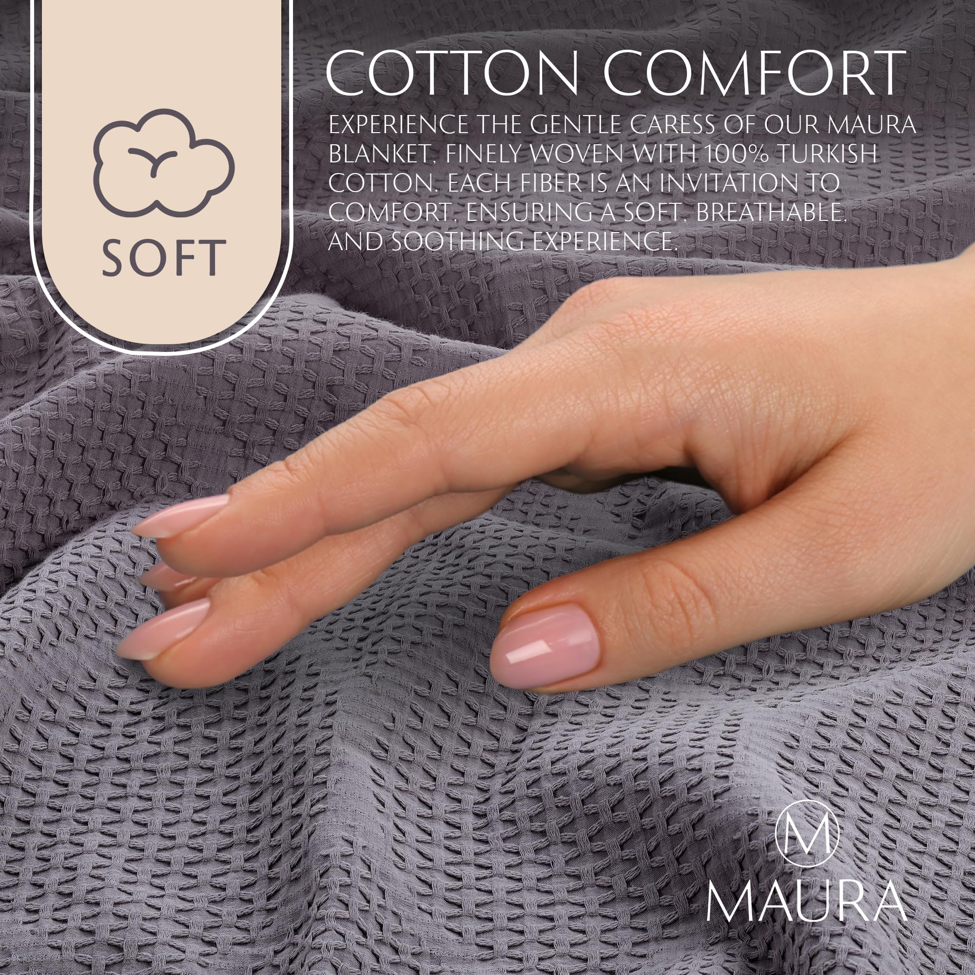 Lightweight Cotton Blanket, Twin – Gray – view 5