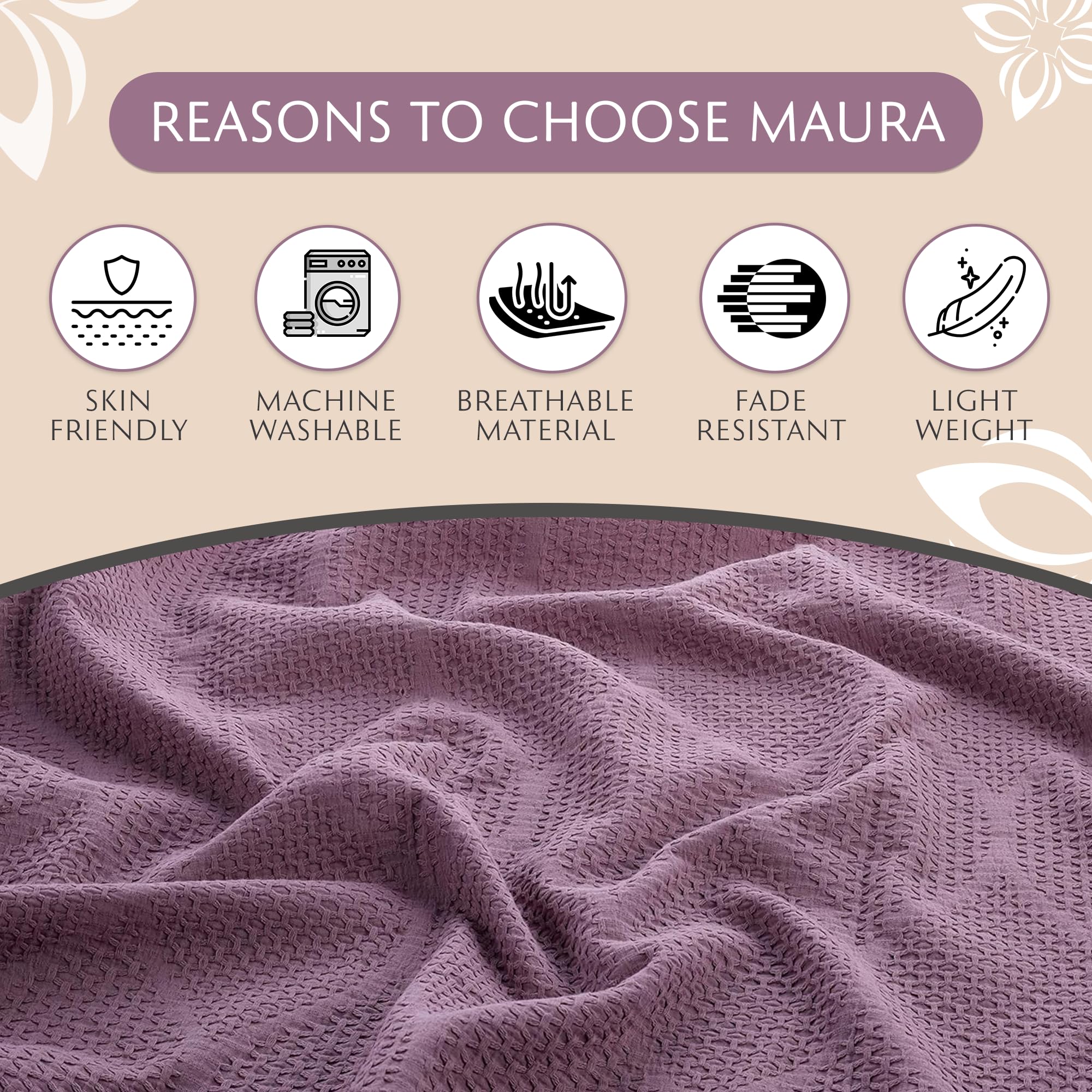 Lightweight Cotton Blanket, Twin – Plum – view 7
