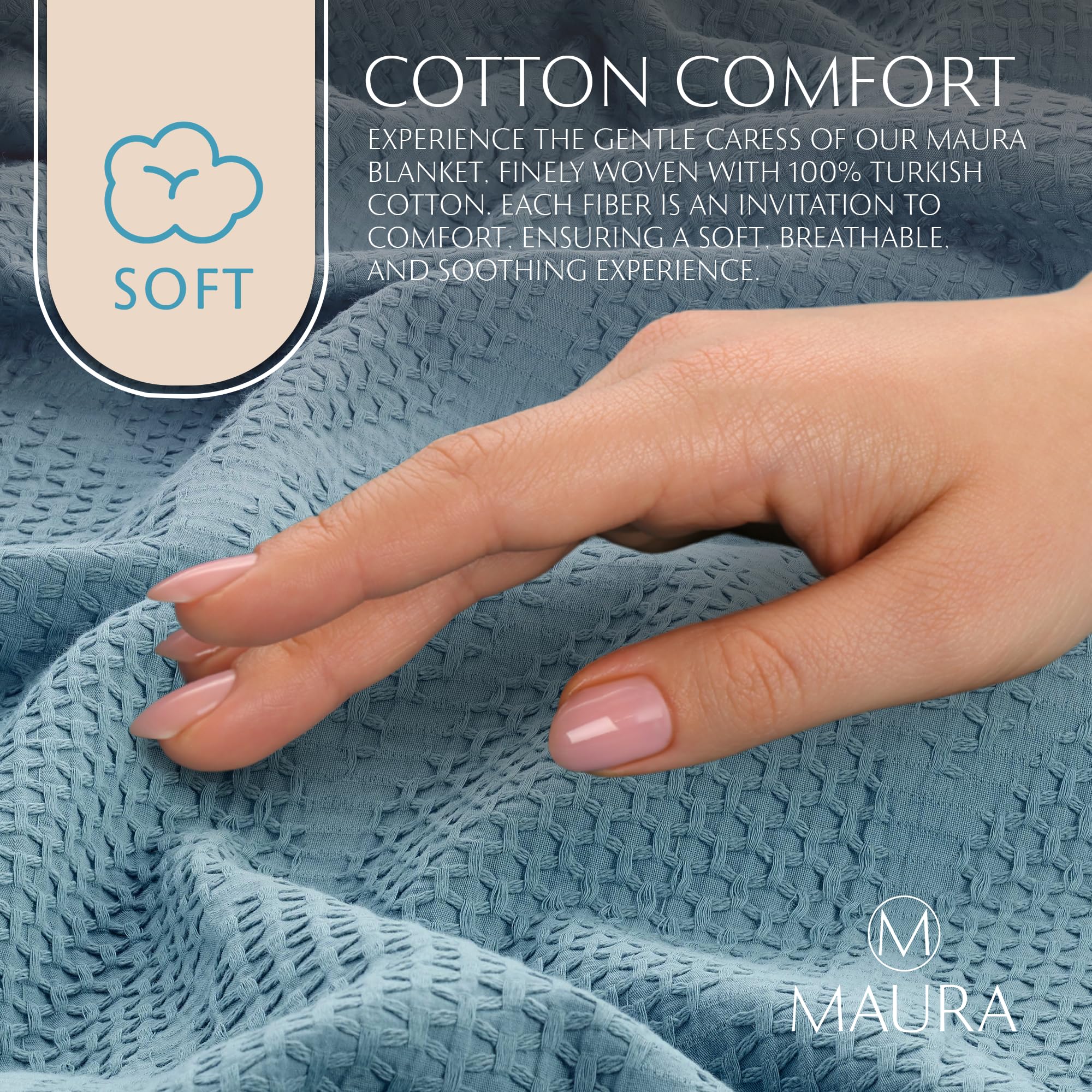 Lightweight Cotton Blanket, Twin – Turquoise – view 5