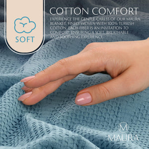 Lightweight Cotton Blanket, Twin – Turquoise – view 5