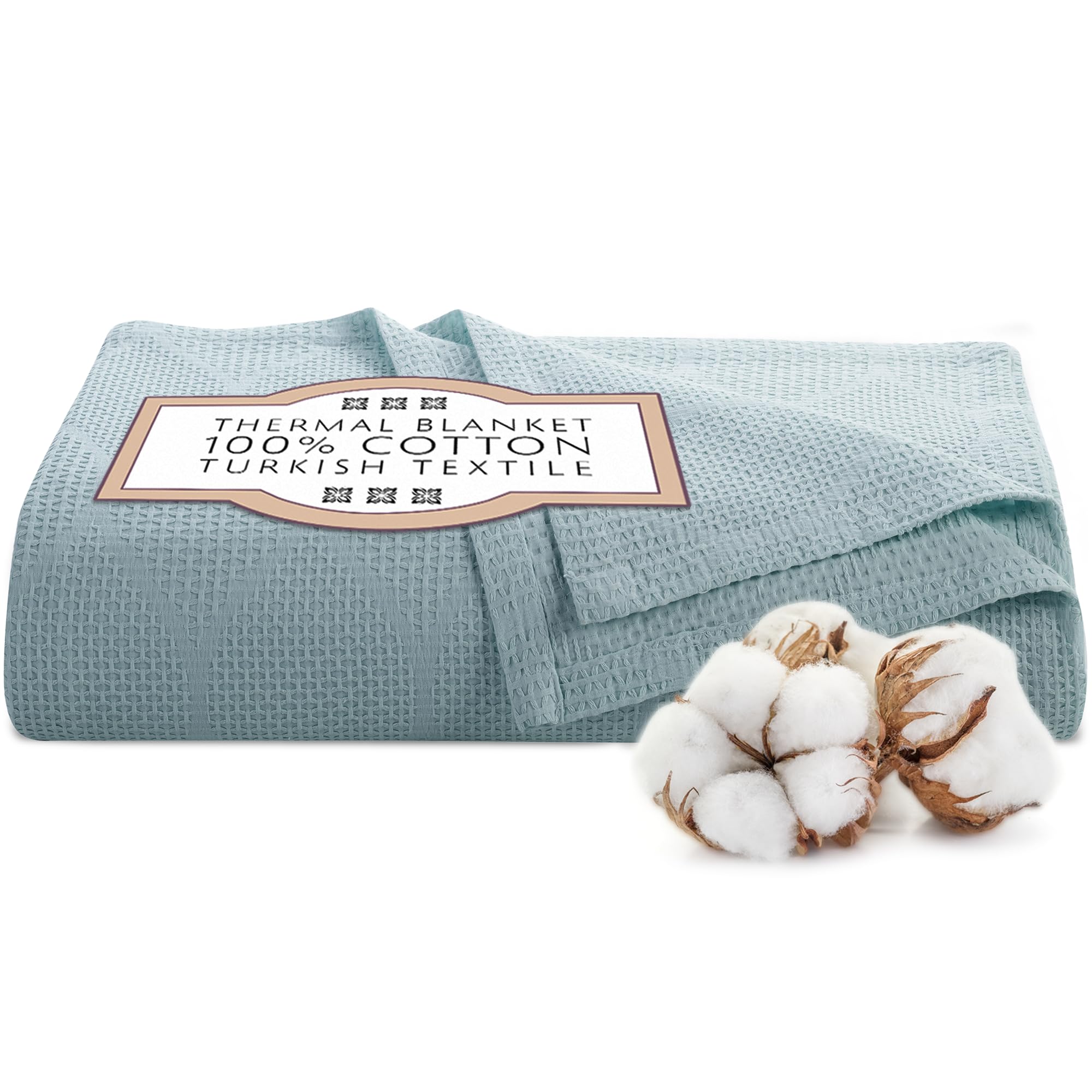 Lightweight Cotton Blanket, Twin – Seafoam – view 2