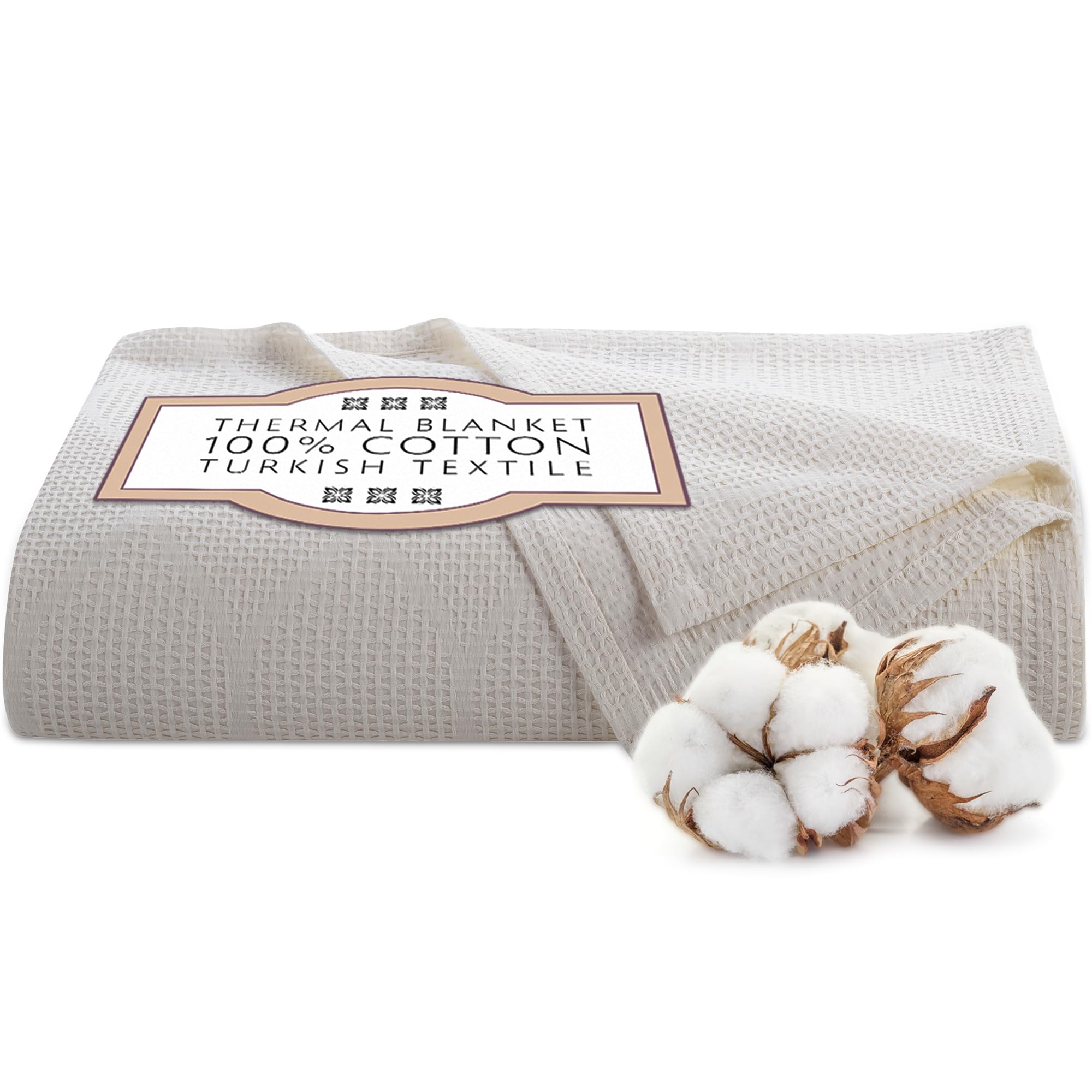 Lightweight Cotton Blanket, Twin – Ivory – view 2