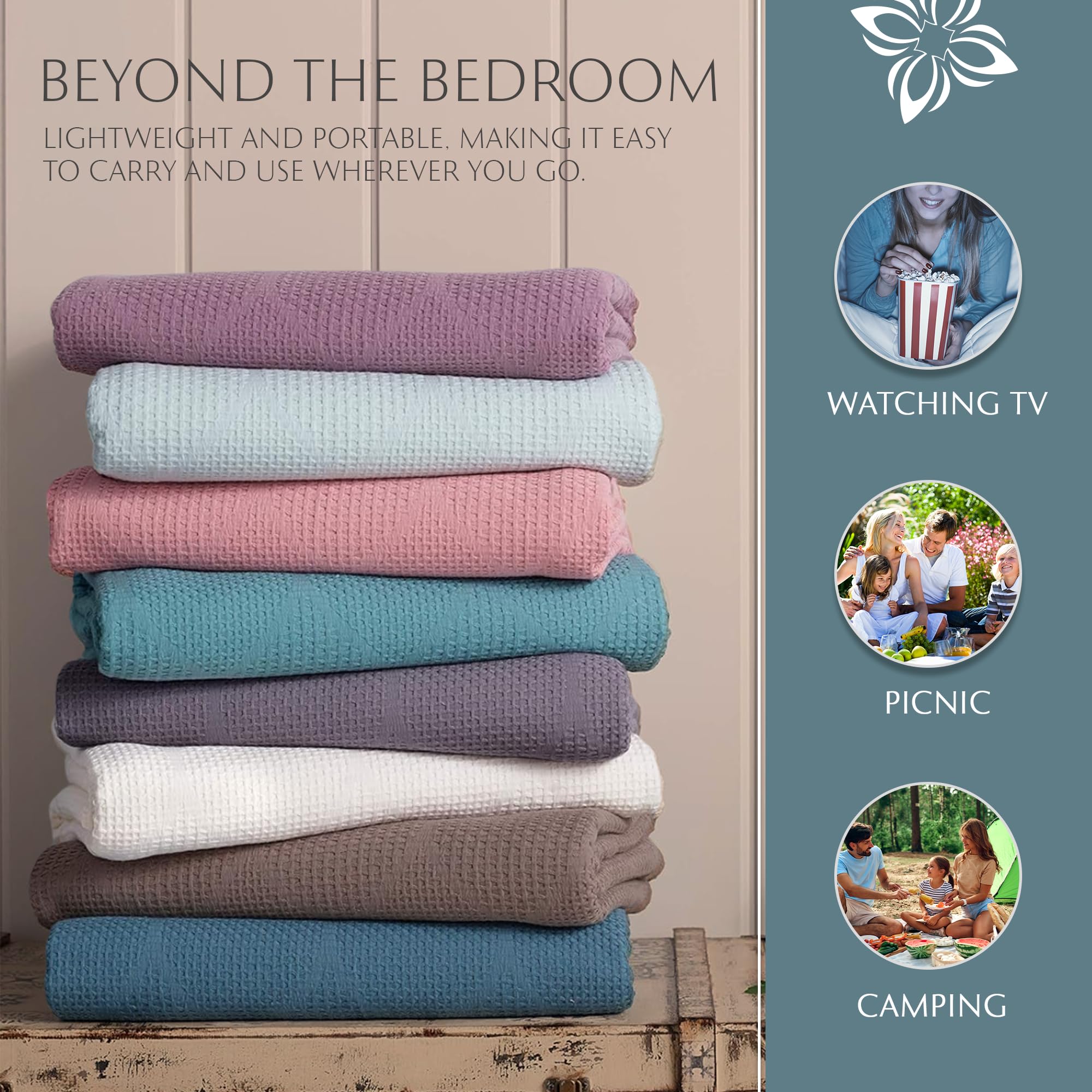 Lightweight Cotton Blanket, Twin – Seafoam – view 4