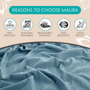 Lightweight Cotton Blanket, Twin – Turquoise – view 7