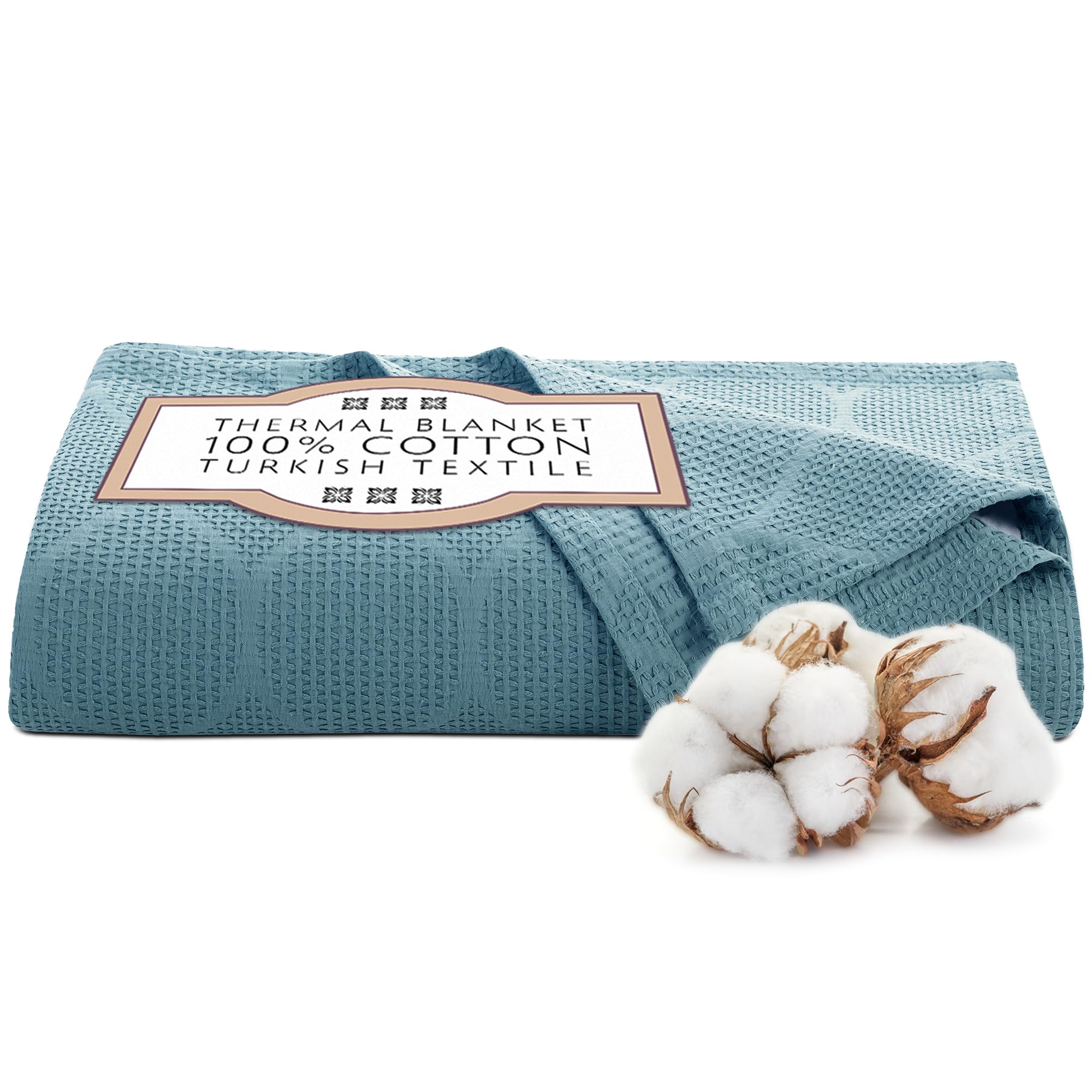 Lightweight Cotton Blanket, Twin – Turquoise – view 2