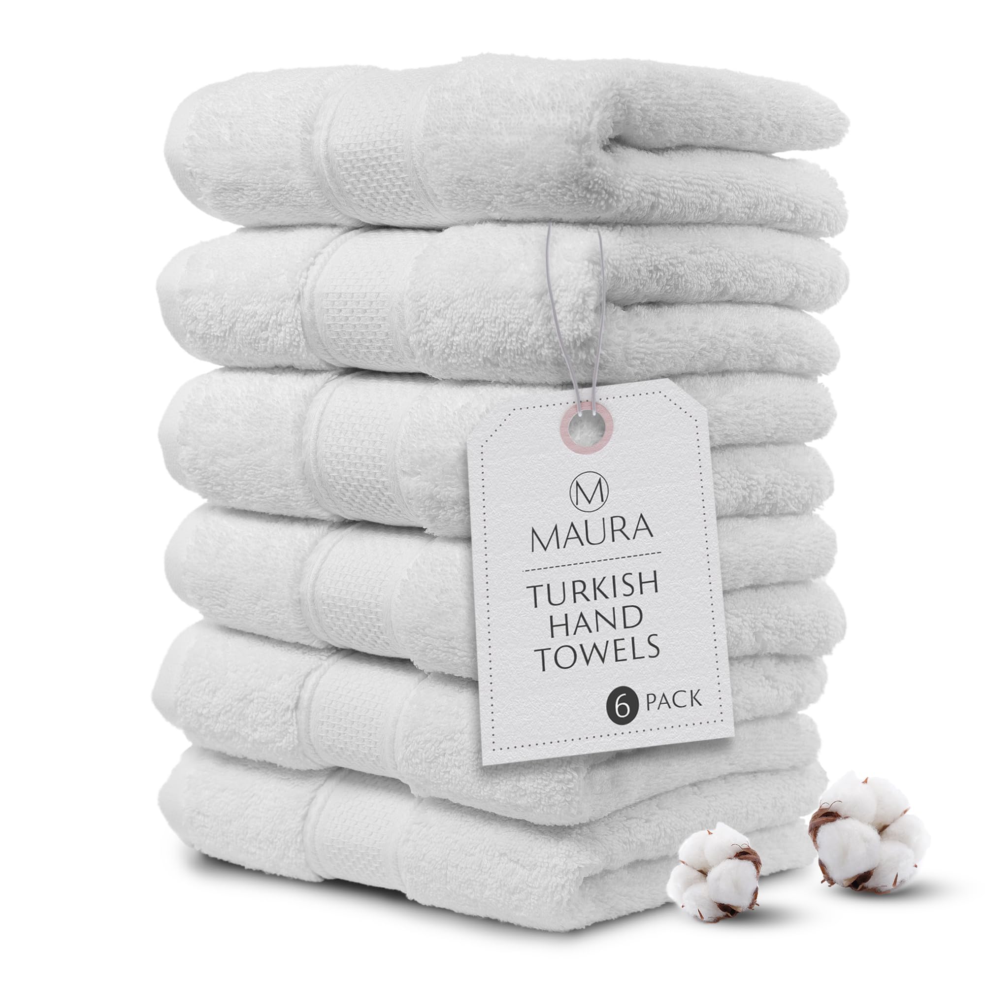 Turkish Cotton Hand Towels, 6-Pack – White