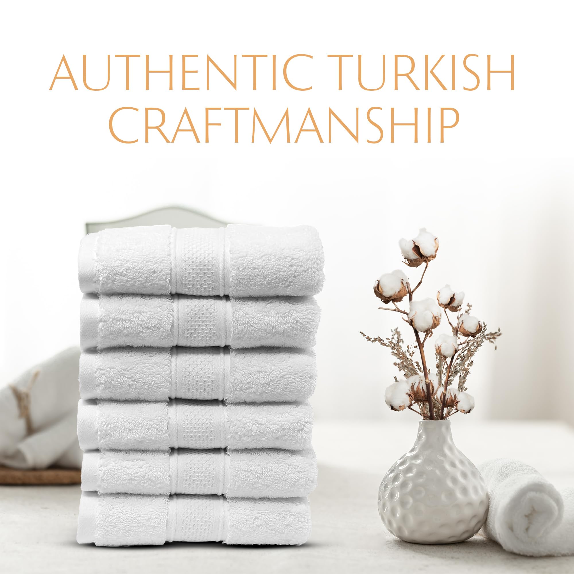 Turkish Cotton Hand Towels, 6-Pack – White – view 5