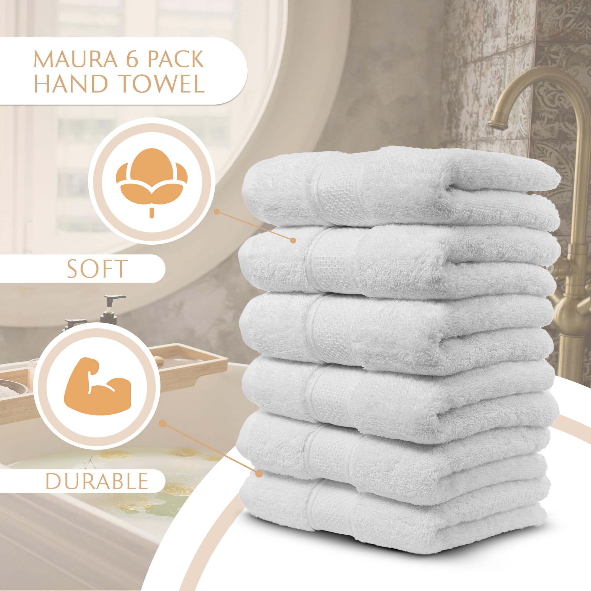 Turkish Cotton Hand Towels, 6-Pack – White – view 7